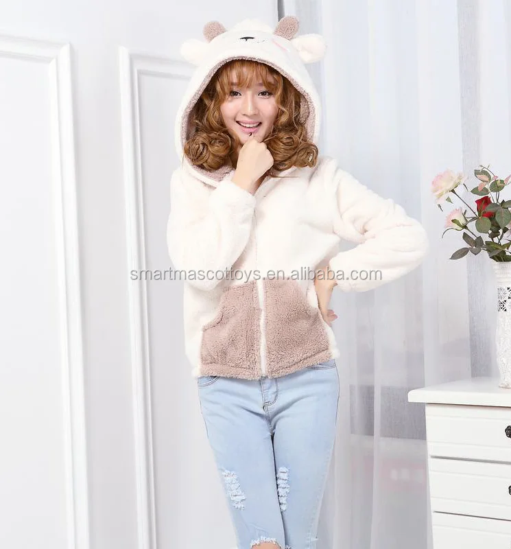 wholesale hoodies velvet sheep animal hoodie with ears