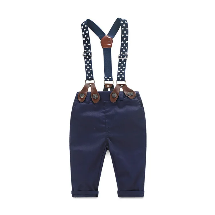 
hot sell fall boy fashion suit long sleeve grid shirt + overalls 2pcs baby boys clothing set 