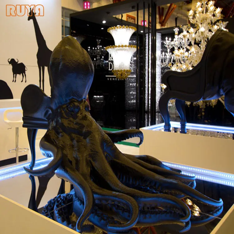 Fibreglass furniture designer animal octopus chair carbon finishing with leather gaming room decor
