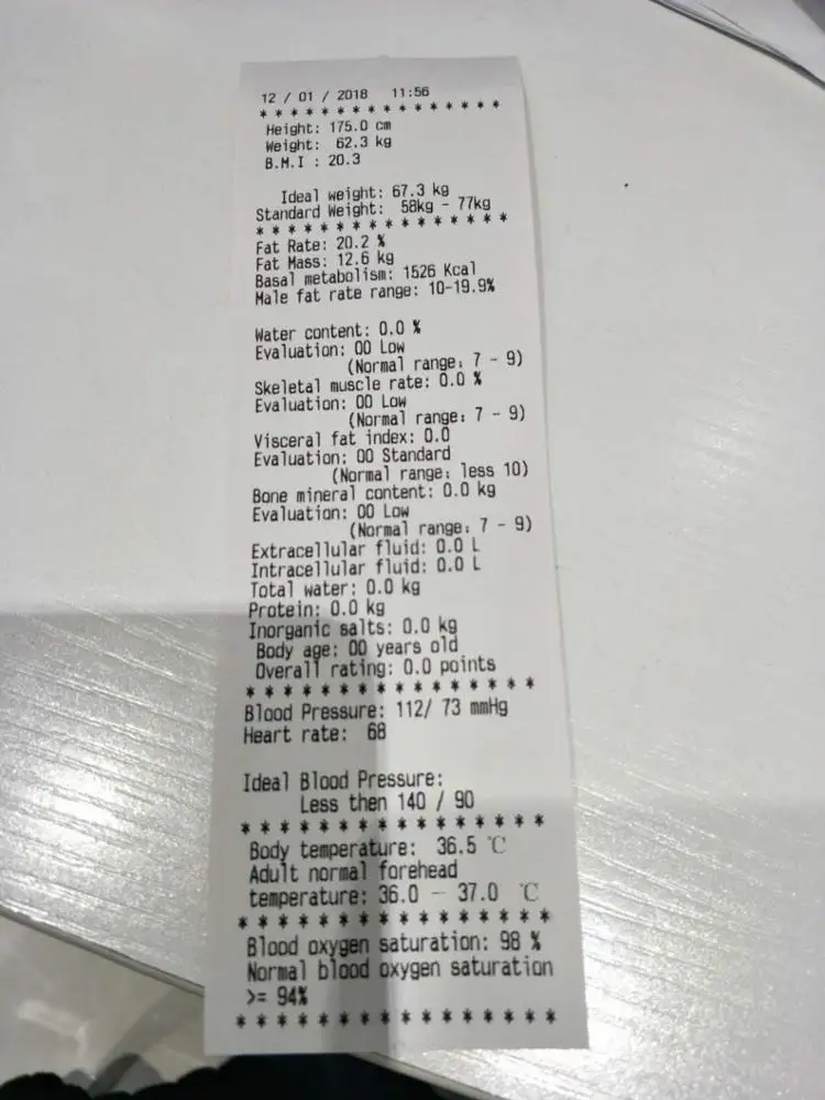 pharmacy height and weight machine with Blood pressure , body fat and temperature