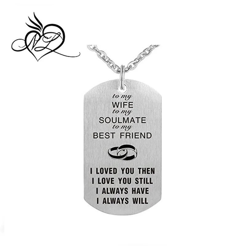 To My Love Wife Husband Soulmate Best Friend Dog Tag Necklace Stainless Steel Military Dog tags Necklaces