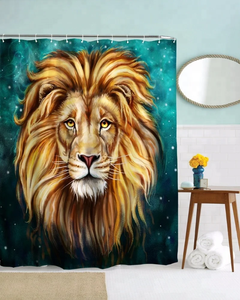 Animal design digital printing decorative shower curtain 3d model