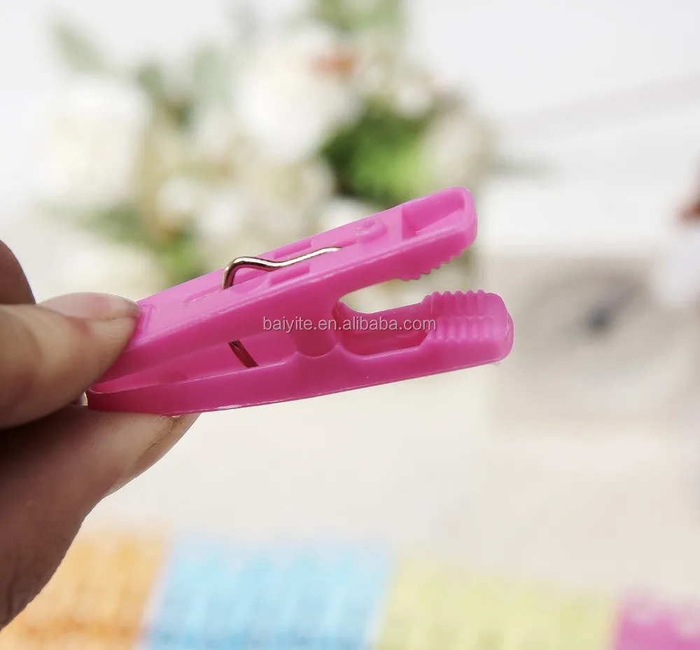 New Abs Material Mini Colorful Stainless Steel Spring Clothespin Drying Clip Clothes Pegs