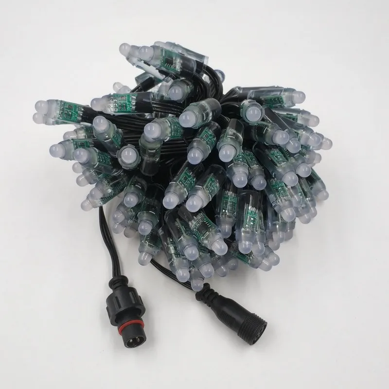 
100 nodes/string 18awg 1000pcs DC12V WS2811 bullet led pixel BLACK wire ip68 with 13.5mm/18.5/Raywu type connector 