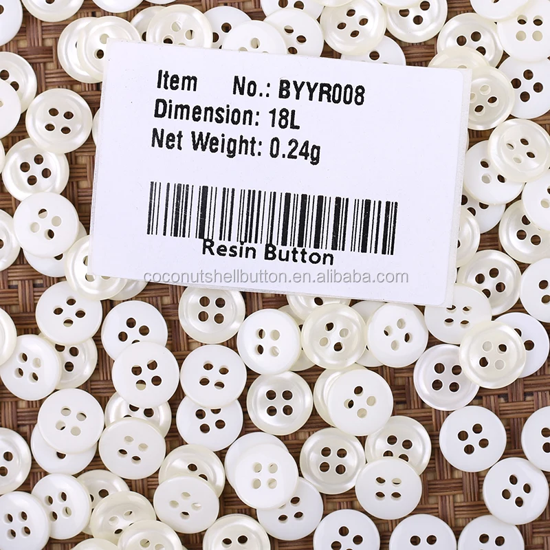 BYYR008 18L 4 Holes White Resin Button for Apparel China Manufacturer