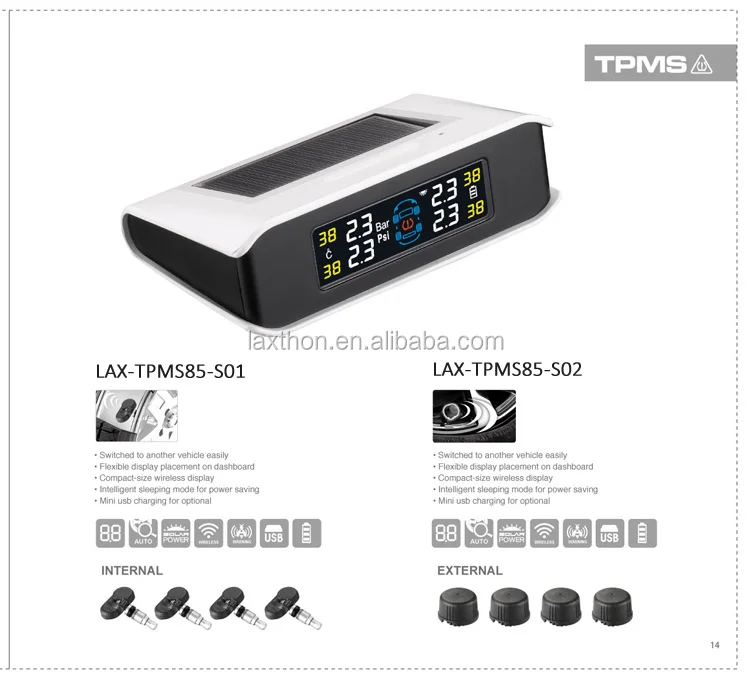 New arrival High quality Solar Power tpms tire pressure monitor with internal sensor