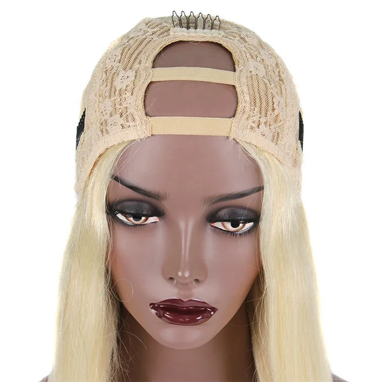 High quality 150% density #613 blonde european human hair u part wig with baby hair 100% virgin  remy hair