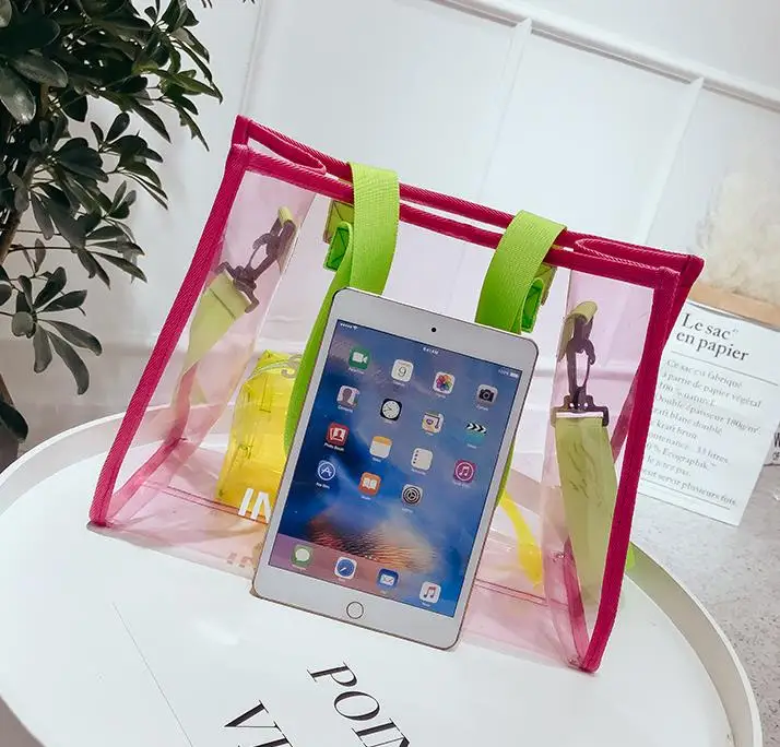 
In Stock Trendy Women Lady Transparent PVC Clear Tote Handbag Bag 