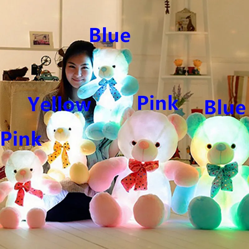 2018 Hot Customized Colorful Glowing Led Teddy Bear Creative Light Up Stuffed Love Heart Teddy Bear Plush Toy