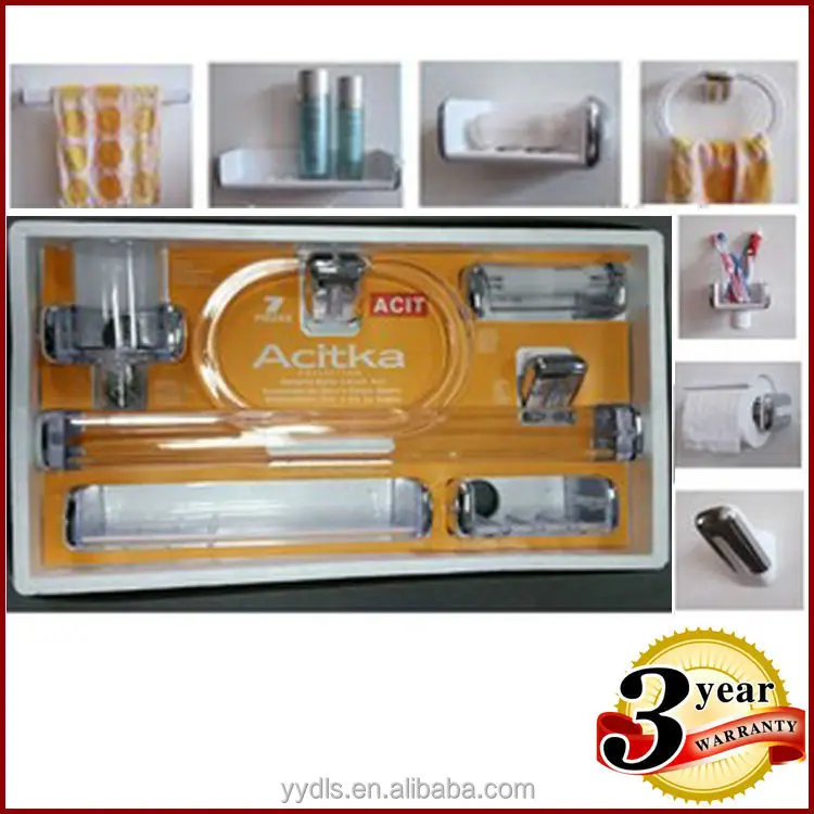 
sanitary wall-mounted bathroom accessory set Colorful Acrylic Bathroom Accessories 7PCS Plastic Bath Hardware Set 