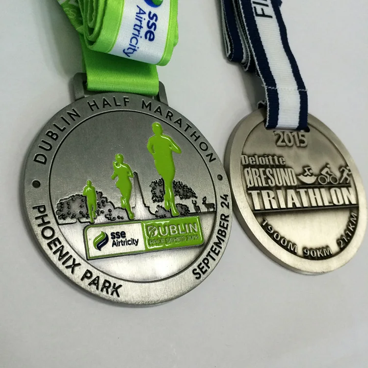 Custom design 3d marathon running colorful metal hot sell medals