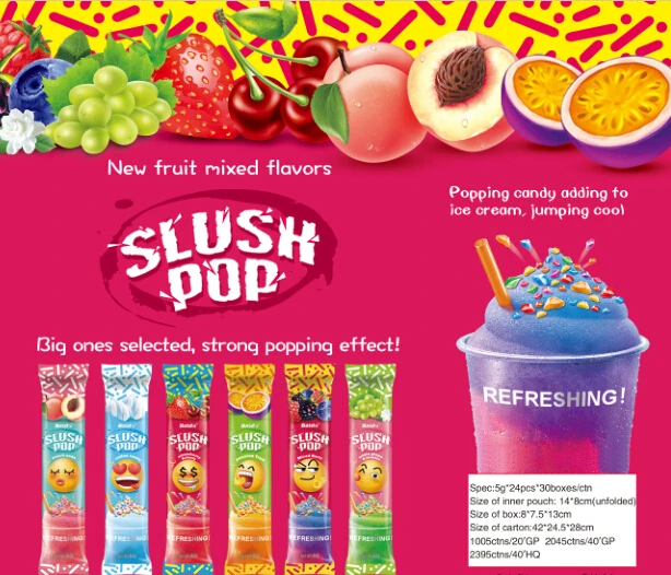 Baida bulk  halal popping candy big size stronger effect with fruity taste & cotton candy flavour