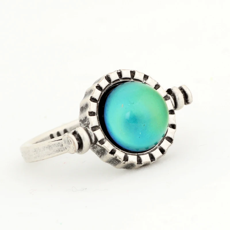 2021 Mojo Best Selling Fashion Style Antique Silver Plated Diamond Change Color Stone Jewelry Mood Stone Ring for Men