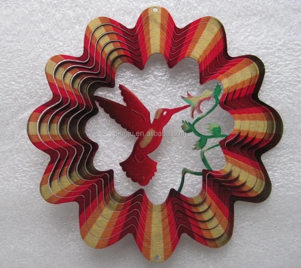laser cut 3D metal Wind spinner- 3D Hummingbird