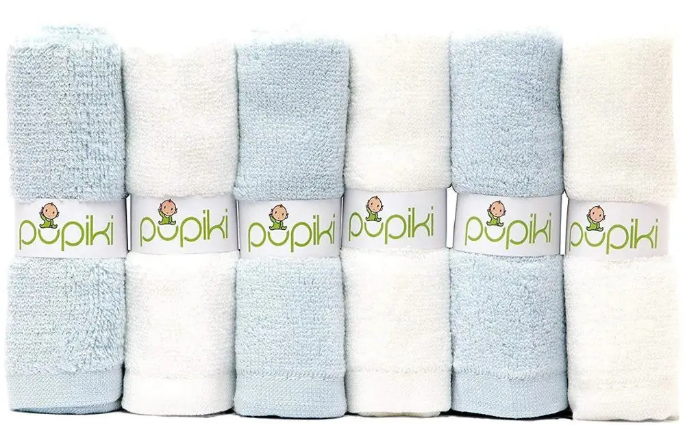 Extra-Absorbent Baby Washcloths 6 Ultra-Soft 100% Bamboo Baby Washcloth Hypoallergenic Face Towels