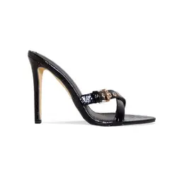 Factory customized new lady shoes stiletto heels genuine leather high heel slippers
