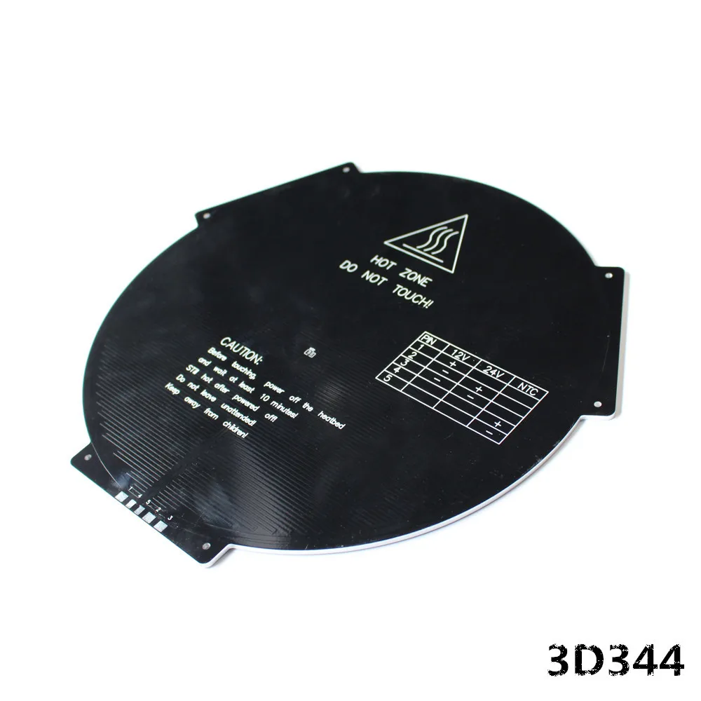 3D Printer Delta Sprout Round MK3 Heat Bed Diameter 265mm Aluminum Heatbed 12V or 24V Thickness 3mm MK2B