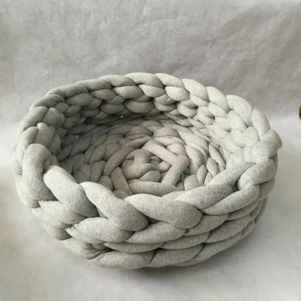 
Super Chunky Round Funny Pet Bed Arm Knitting Cotton Tube Design Nest Cat Bed 