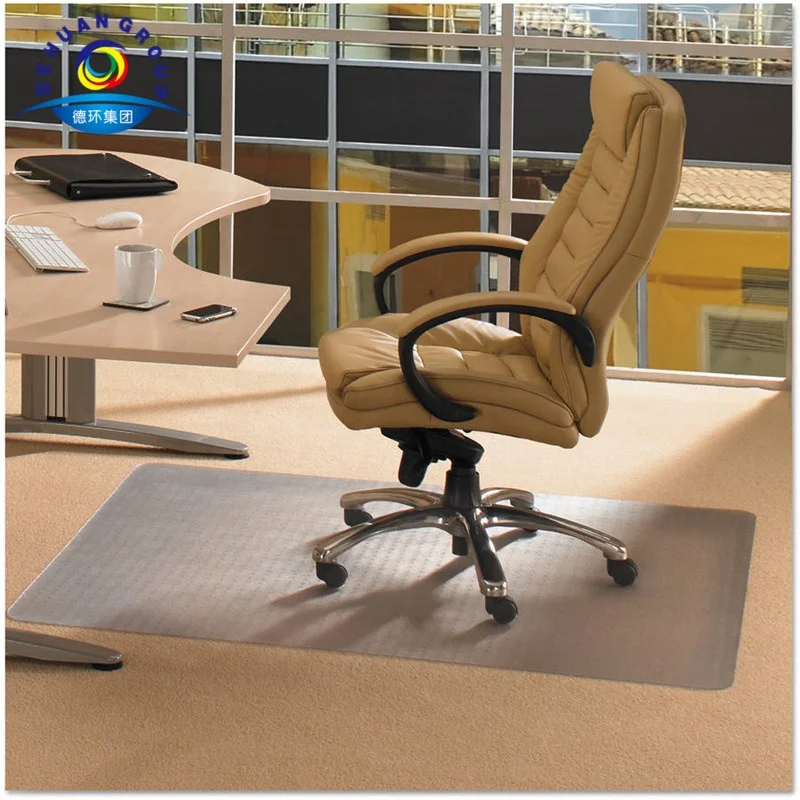 Office Products PVC Plastic Floor Chair Mat 45 x 53 Inches, Rectangular with lip for Carpet Protector
