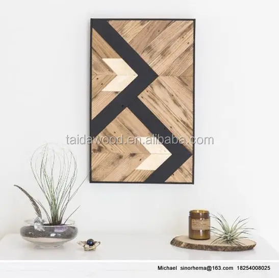 wood wall art decor DIY Chevron art on reclaimed wood