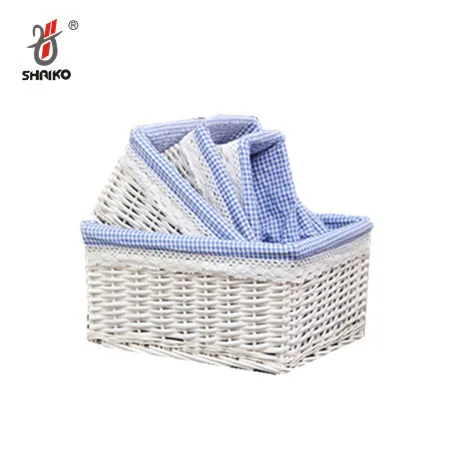 4pcs/set Cheap Handmade Willow Rattan Basket, Home Organize Storage Wicker Rattan Basket with Liner
