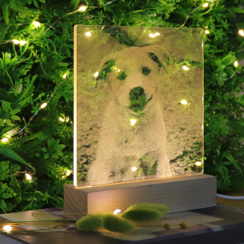 Customization Wooden Base For Acrylic 3D LED Night Light Animal
