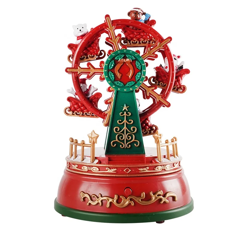 Лидер продаж на заказ электронный вращающийся Рождественский Декор Музыкальная шкатулка с колесиком обозрения пользовательской мелодией