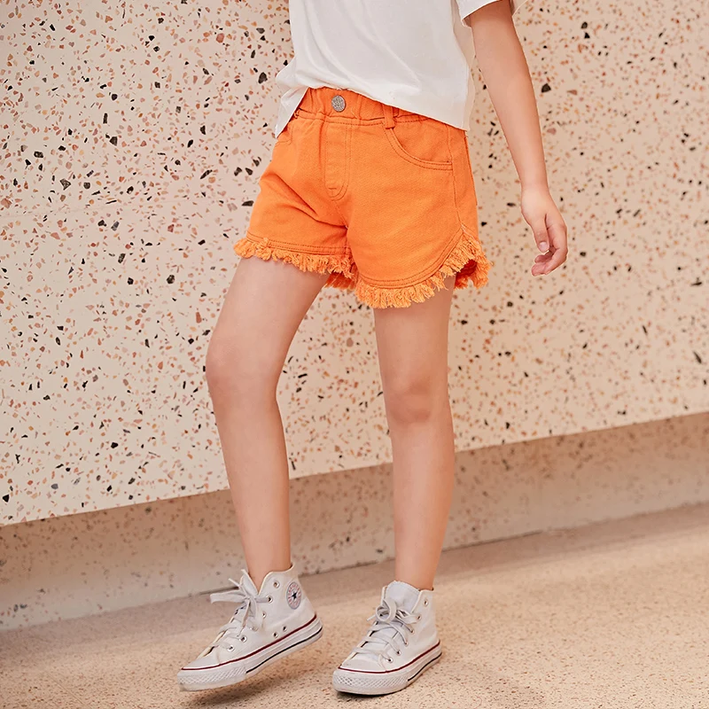 
High waisted ripped colorful candy kids little girls demin jeans short hot pants 