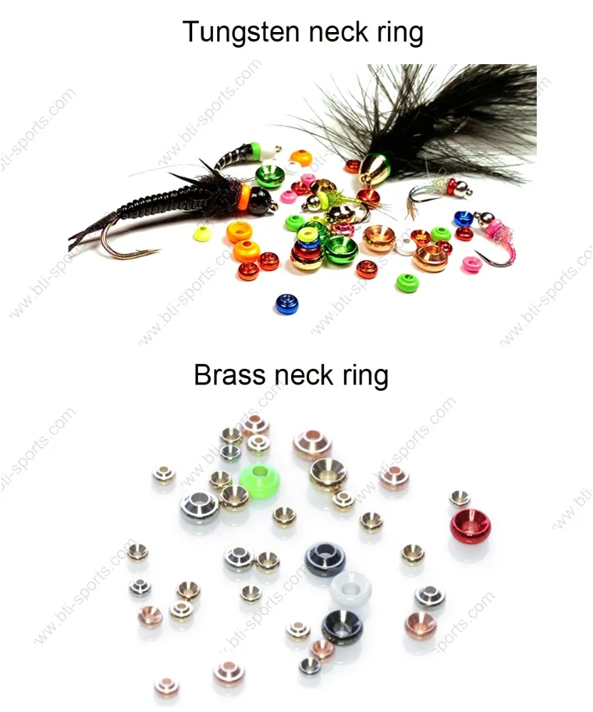Various custom fly tying tungsten/brass ball beads and neck ring with flexible MOQ and custom design