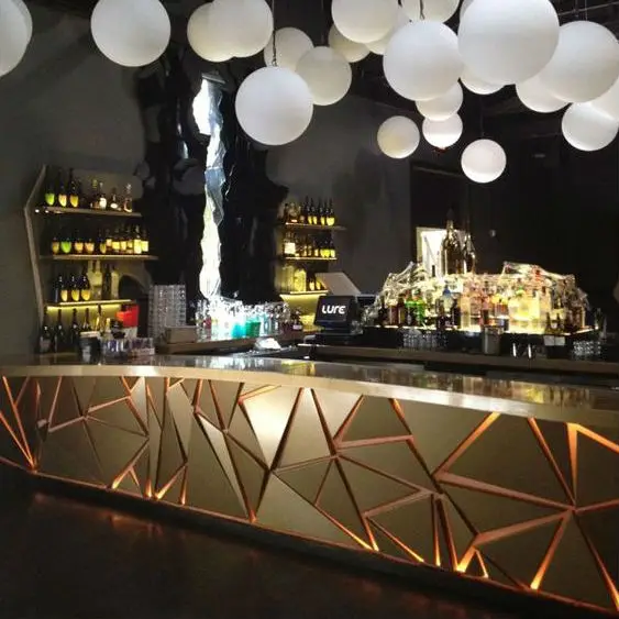 Popular LED light decoration small juice bar counter designs