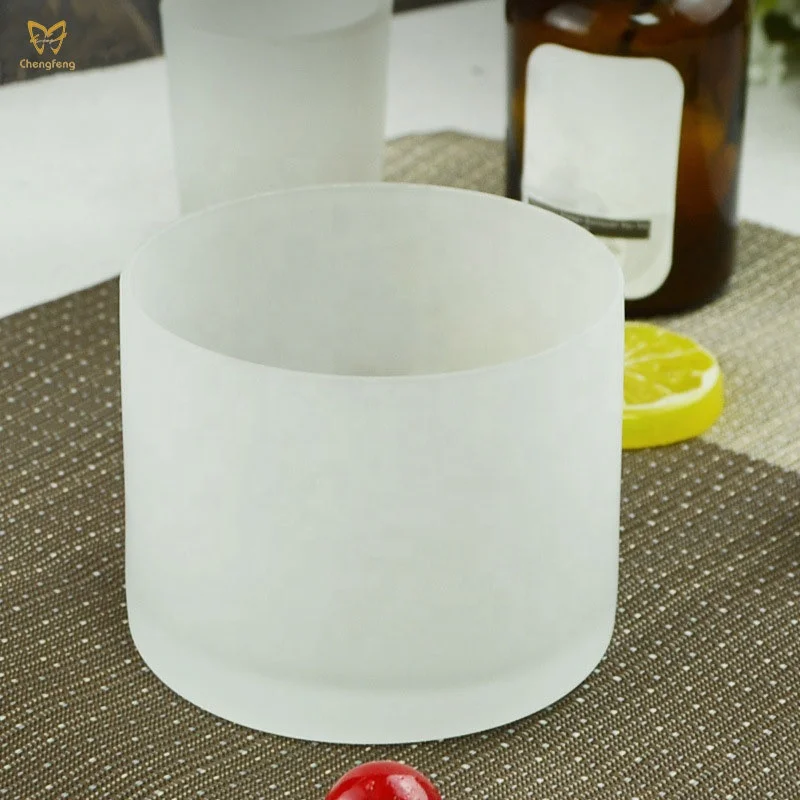 wholesale customized logo glass candle jar classic design frosted candle glass holder cup for scented candle making