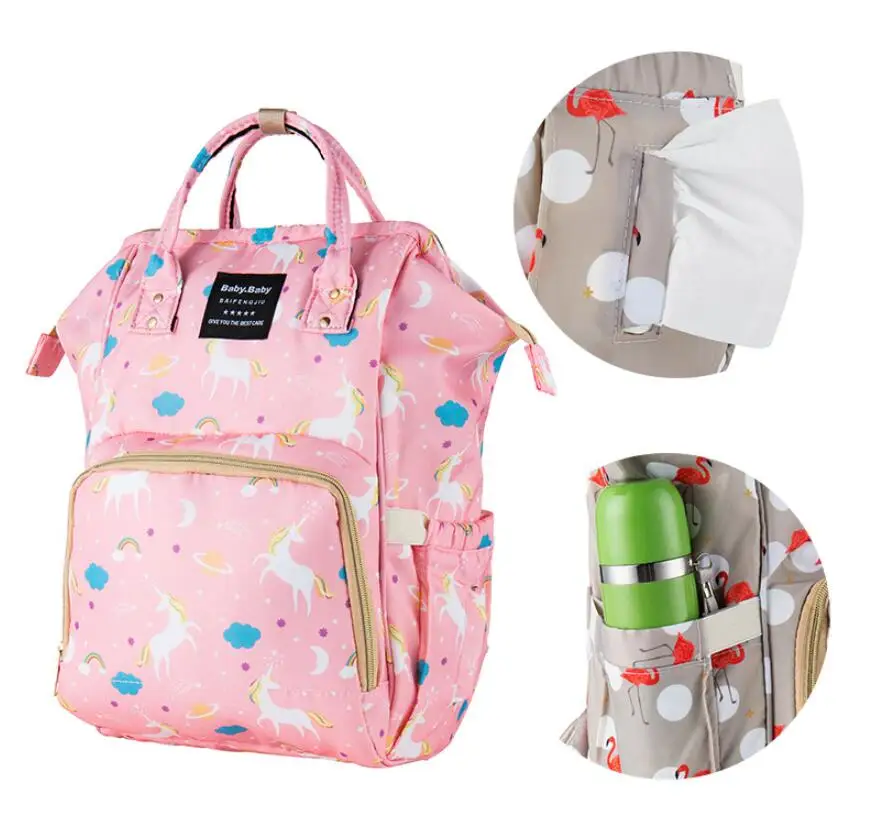 Print Waterproof Diaper Bag for Mom Trendy Diaper Backpack Baby Diaper Bag Carry Baby Bag