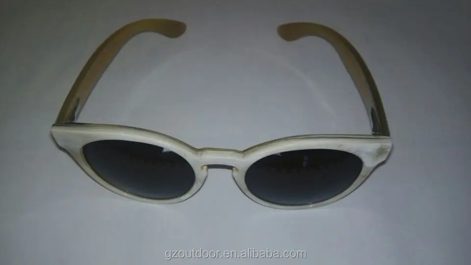 
best quality white bull ox buffalo horn TAC lenses sunglasses,vintage fashion optional round ,natural handmade spectacles 