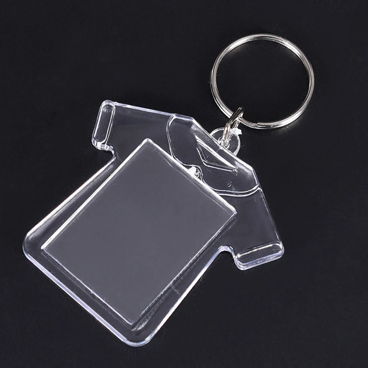 Wholesale DIY rectangle heart round style transparent acrylic blank keychain for gift