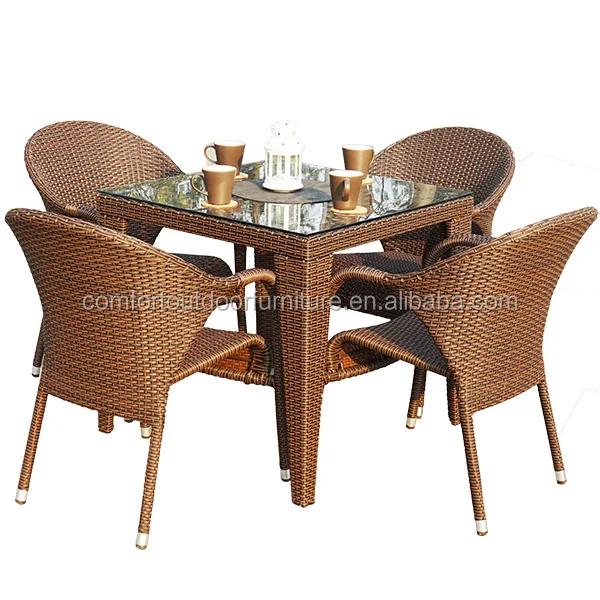 Plastic Rattan Weaved Garden Dinner Set Garden Furniture