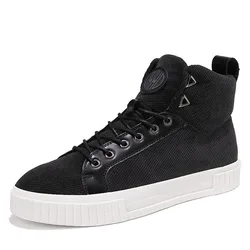 Новый стиль, высокие мужские спортивные туфли из парусины, брендовая обувь на плоской подошве на заказ