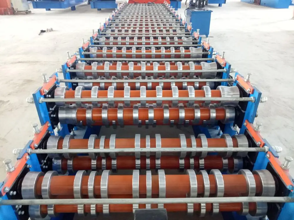 double layer metal roof panel corrugated shape tile and wall use roll forming machine