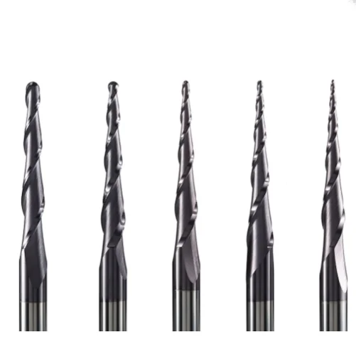 Weix cheaper Tungsten carbide CNC machinary HRC45 sharpening straight hand taper ball nose end millings for metal cutter