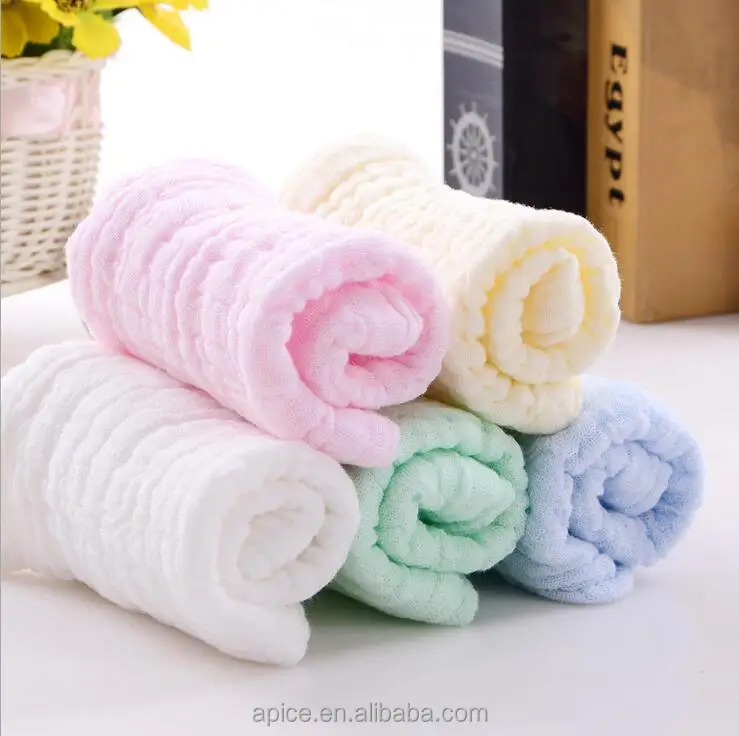 
Organic cotton soft solid color wrinkle swaddling baby muslin washcloths 