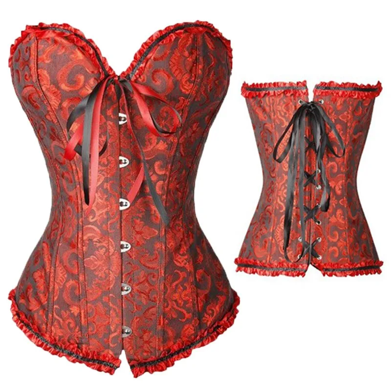 Satin Bone Lace Up Steampunk Corset Sexy Bustier Overbust Slim Corset