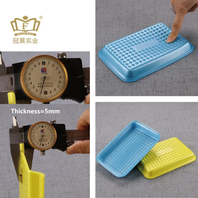 
19*13*2.3cm Disposable plastic foam tray in Food Grade ps material supermarket foam plate disposable party snacks plate 
