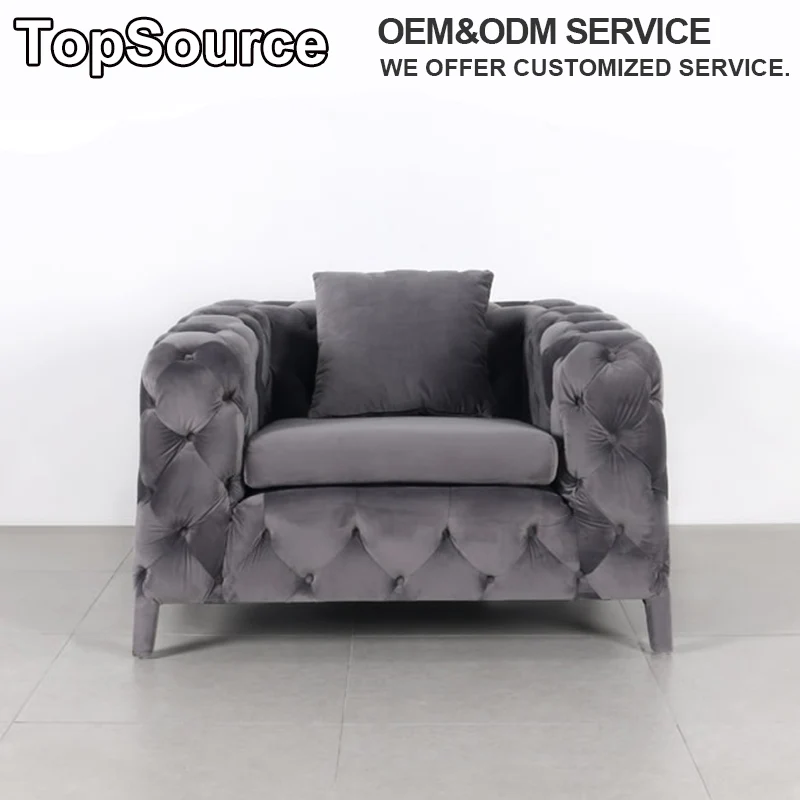 
Luxury Italian Furniture Tufted Green Velvet Fabric Chesterfield Living Room Sofa Modern Design 