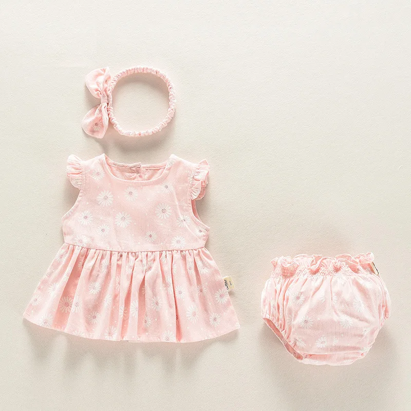 YQ258 wholesale baby clothes cute pattern baby dress two pieces baby clothing set