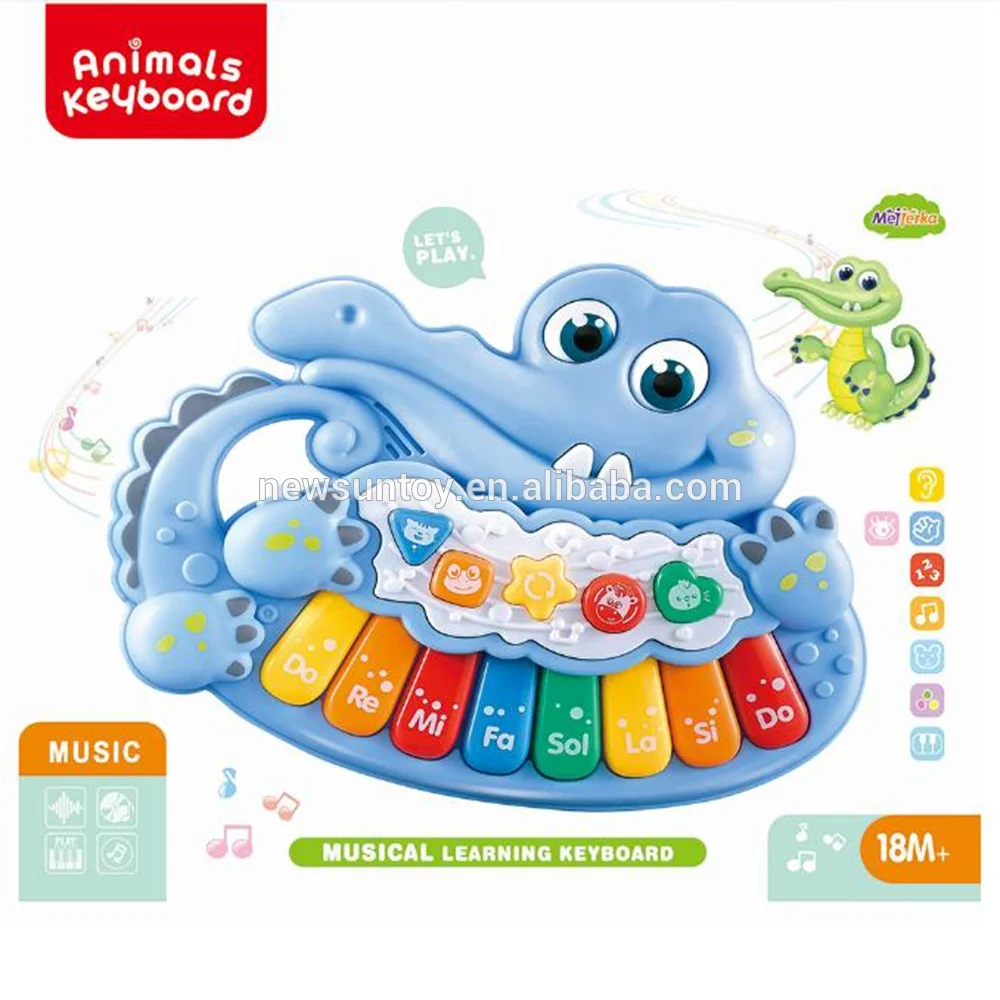 New design crocodile musical instrument kids musical keyboard piano intelligence toy set electronic organ toy for kids.