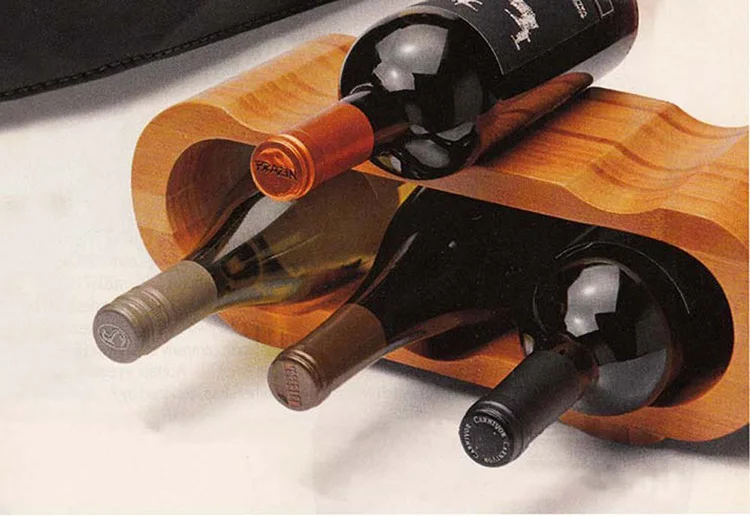 Wholesale Handmade Bamboo Kitchen Wine Holder Countertop Customized Wood Tabletop Wine Bottle Holder Rack for Home,Party,Wedding