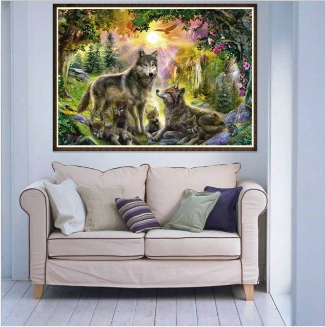 
DIY Diamond Paintings Quick Selling Wolves Wih Amazon Sells Russian Foreign Trade Explosions Interior decoration hanging paint 