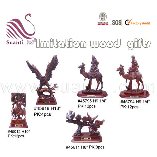 New Product 2018 Wood Effect Wooden Color Resin Eagle and Camel Sculpture for Home Decor