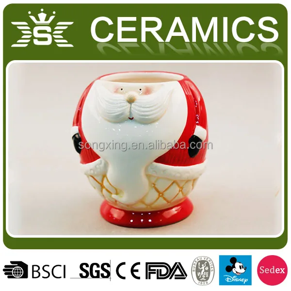 santa theme red cute cookie jar Ceramic Cookie Jar Container