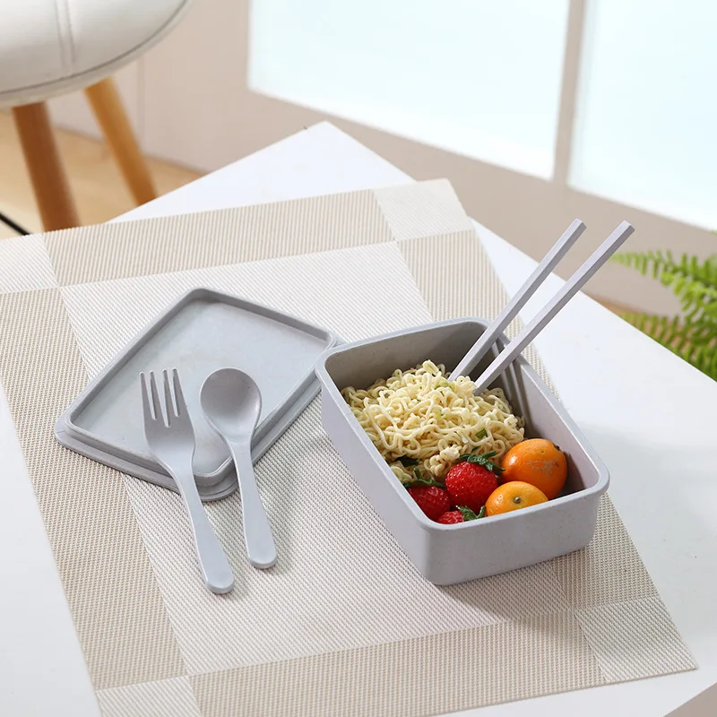 Nature Bamboo Fibre Reusable Degradable Eco Friendly Disposable Food Safety BPA Free Lunch Bento Container Box of Type A