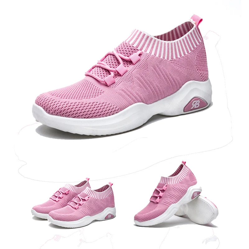 
flat sole running pink woman sports oem female shoes 
